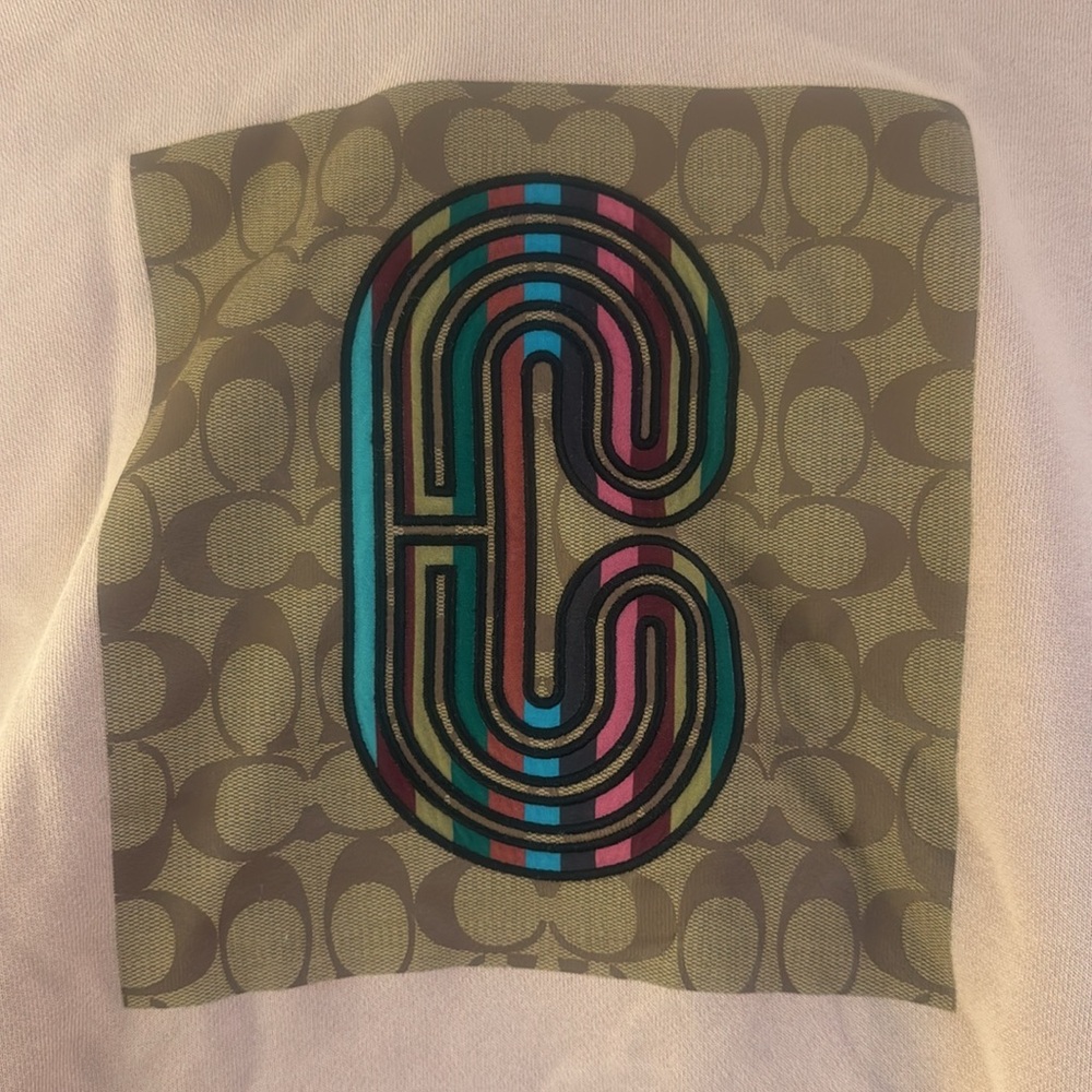 Coach Pink Hoodie with Brown Logo Patch - Picture 2 of 5